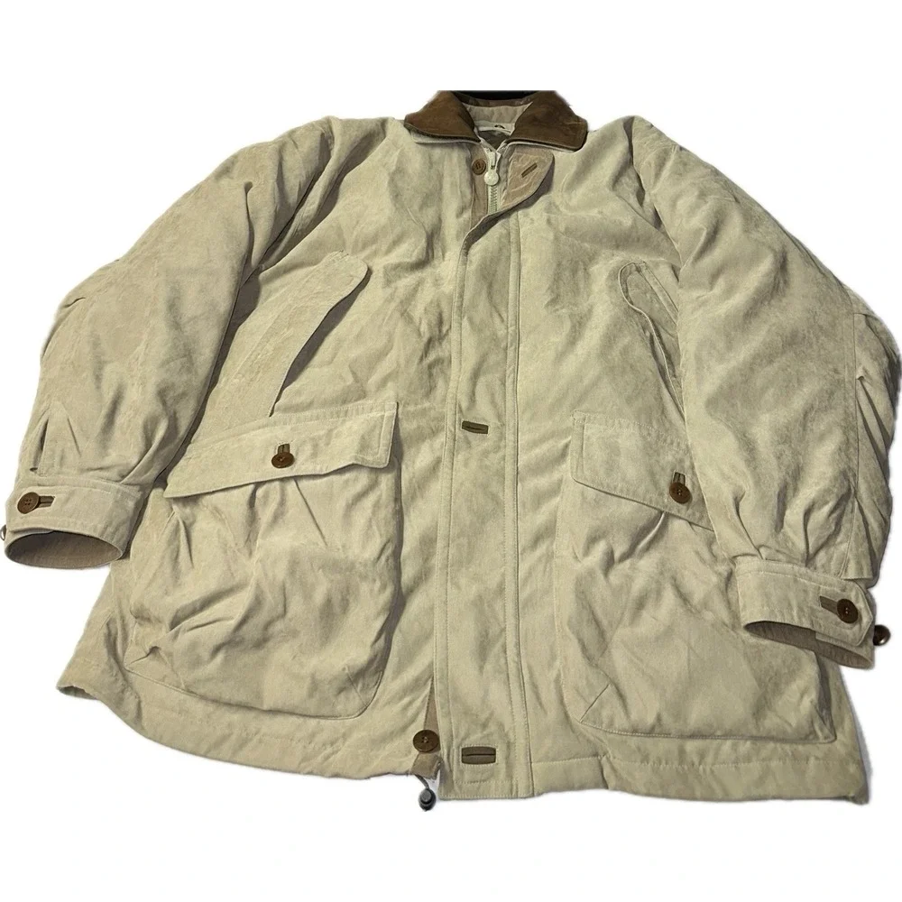 VTG Rainforest Men Barn Chore Coat Jacket M Tan Down Filled Removeable Zip Liner